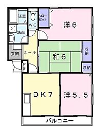 JR片町線(学研都市線) 京田辺駅 徒歩3分の賃貸マンション 1階3DKの間取り
