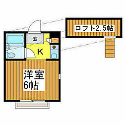 シャトウ三鷹 ワンルームの間取図画像