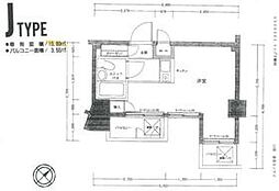 トップ不動前 6階ワンルームの間取り