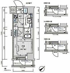 東急目黒線 不動前駅 徒歩10分の賃貸マンション 5階1Kの間取り