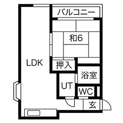 メゾン尾張旭 3階1LDKの間取り