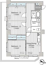 都営大江戸線 春日駅 徒歩5分の賃貸マンション 2階3DKの間取り