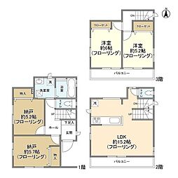 つくばエクスプレス 青井駅 徒歩16分の賃貸一戸建て 1階2SLDKの間取り