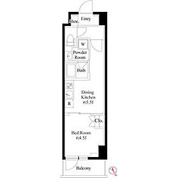JR山手線 巣鴨駅 徒歩3分の賃貸マンション 3階1DKの間取り