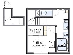 京王線 多磨霊園駅 徒歩6分の賃貸アパート 2階1Kの間取り