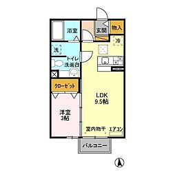 ノーベルパーク　15・16・17 1階1LDKの間取り