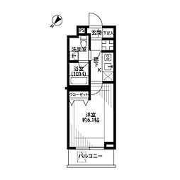 プレール・ドゥーク下丸子 3階1Kの間取り