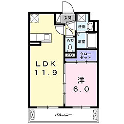 クレール　Ｋ 2階1LDKの間取り