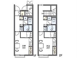 レオパレスアルシュ 1階1Kの間取り