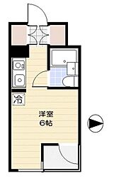 国分寺シティハイツ ワンルームの間取図画像