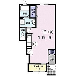 JR東海道本線 東刈谷駅 徒歩16分の賃貸アパート 1階1LDKの間取り