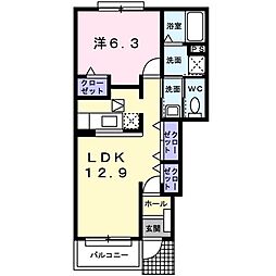 エスポワール1 1LDKの間取図画像