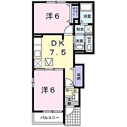 アイ・メゾンB 2DKの間取図画像