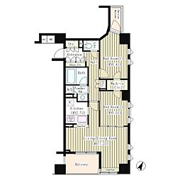東京メトロ日比谷線 人形町駅 徒歩5分の賃貸マンション 9階2LDKの間取り