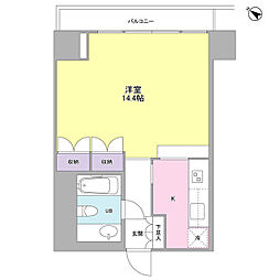 小田急小田原線 参宮橋駅 徒歩7分の賃貸マンション 12階1Kの間取り