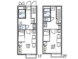レオパレスＭＡＲＣＨＥＮII 2階1Kの間取り