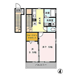ファミーリエB 2Kの間取図画像