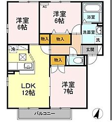 グランタイル高岡D 3LDKの間取図画像