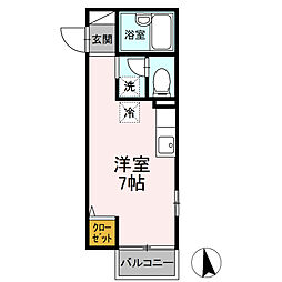 サンモール東陽 2階ワンルームの間取り