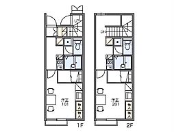 レオパレスGURI 1Kの間取図画像