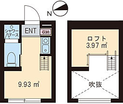 JR中央線 西荻窪駅 徒歩5分の賃貸アパート 1階ワンルームの間取り
