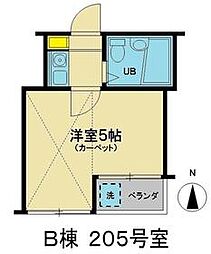 グランドール和田町B 1Kの間取図画像