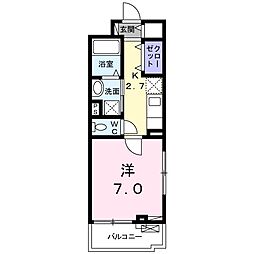 ソレアード・パッセオ 2階1Kの間取り