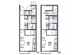 レオパレスＣＯＳＭＯ 2階1Kの間取り