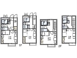 レオパレスグリーンプレイス 2階1Kの間取り