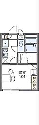 レオパレスナチュラルA 1Kの間取図画像