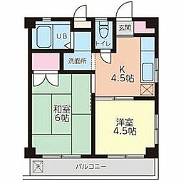 ハイツ宮沢 3階2Kの間取り