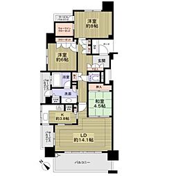 名古屋市営東山線 星ヶ丘駅 徒歩4分の賃貸マンション 13階3LDKの間取り
