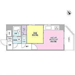 東急東横線 中目黒駅 徒歩11分の賃貸マンション 5階1LDKの間取り