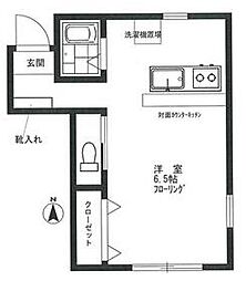 フラット鷹の台 1階ワンルームの間取り
