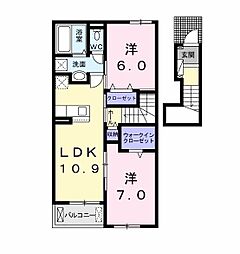 アリビオB 2LDKの間取図画像
