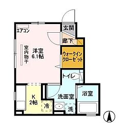 JR京浜東北・根岸線 蒲田駅 徒歩15分の賃貸アパート 1階1Kの間取り