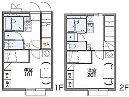 レオパレスエトワールＢ 2階1Kの間取り