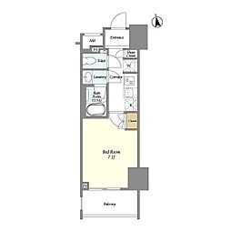 東京メトロ丸ノ内線 新宿御苑前駅 徒歩8分の賃貸マンション 14階1Kの間取り