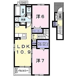 グレイス　アイリス　I 2階2LDKの間取り