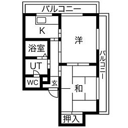 クラシティ御幸 2Kの間取図画像