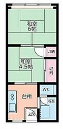 藤崎マンション 2階2Kの間取り