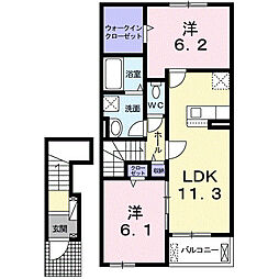 エテルノ 2階2LDKの間取り