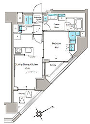 都営浅草線 蔵前駅 徒歩3分の賃貸マンション 10階1LDKの間取り