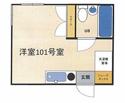 プラザ鹿島田 1階ワンルームの間取り