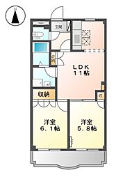 マンションソレイユ 1階2LDKの間取り