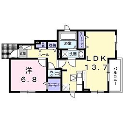 ホフヌング弐番館 1階1LDKの間取り