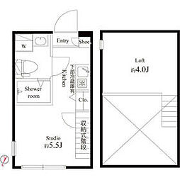 ハーモニーテラス西瑞江 2階ワンルームの間取り