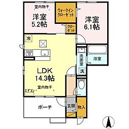 ＦｅｌｉｃｅI 1階2LDKの間取り