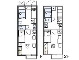 レオパレスクレール藤田 2階1Kの間取り