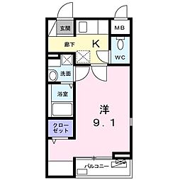 グラン・ルミエール淵野辺 1Kの間取図画像